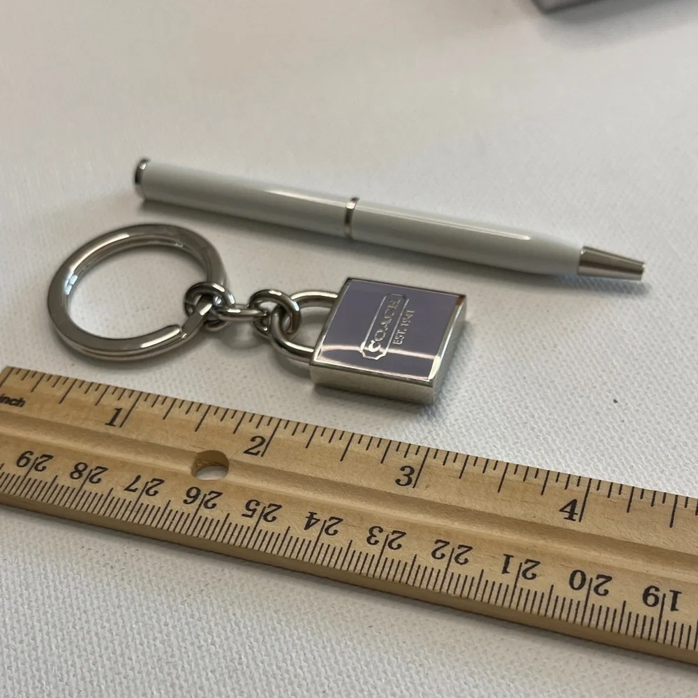 Coach Lavender and Silver Keychain with White Coach Pen - Picture 3 of 6